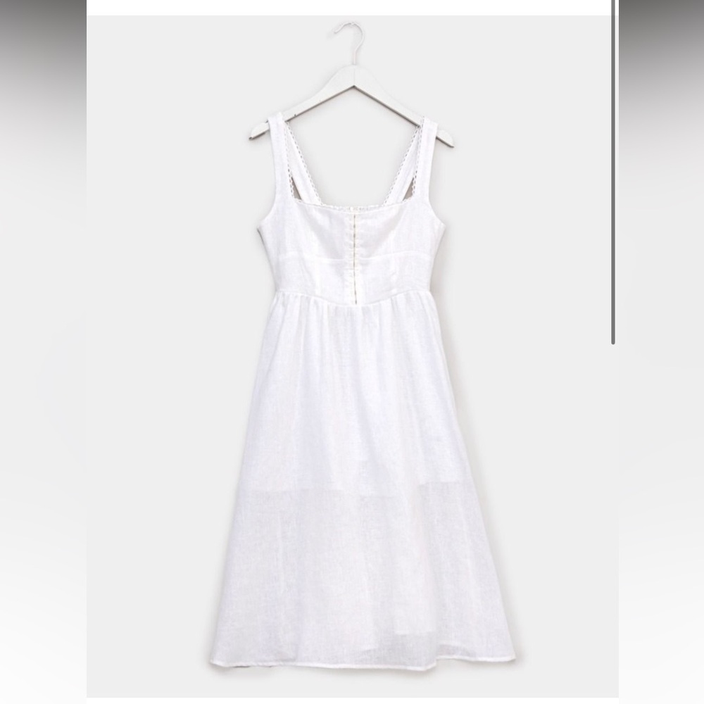 Arabella White Linen Corset Midi Dress